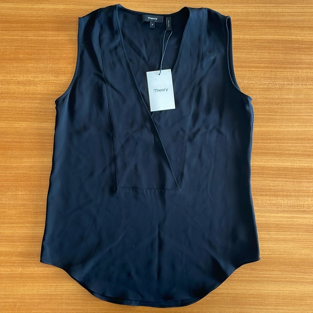 Theory Sleeveless Silk Blouse Tank Top Petite Size P